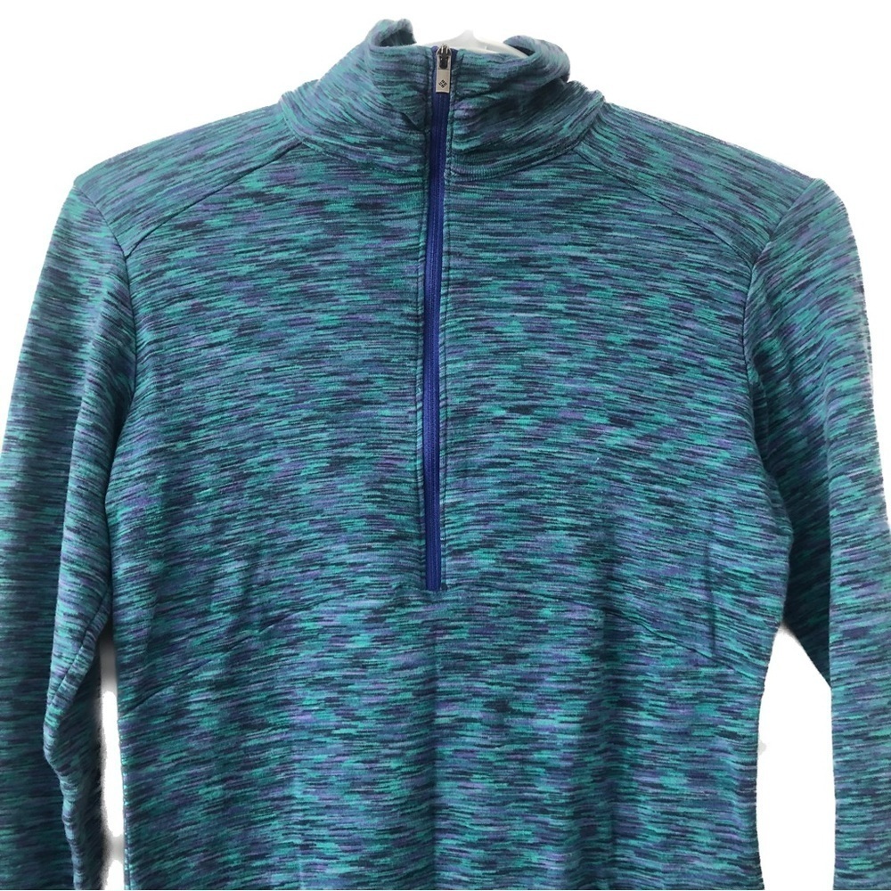 Columbia Activewear 1/2 Zip Pullover Stretch Long Sleeve Marled Blue Size Small